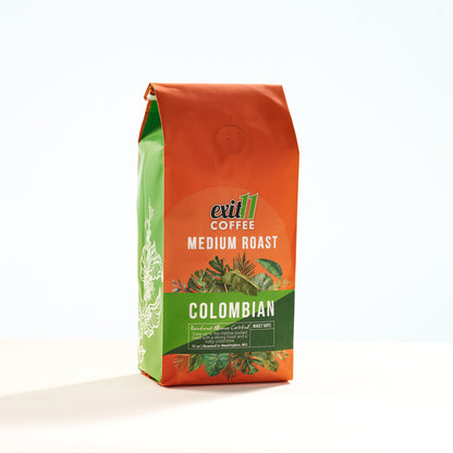 Exit 11 Colombian Coffee Beans Medium Roast Organic Rain Forest Alliance