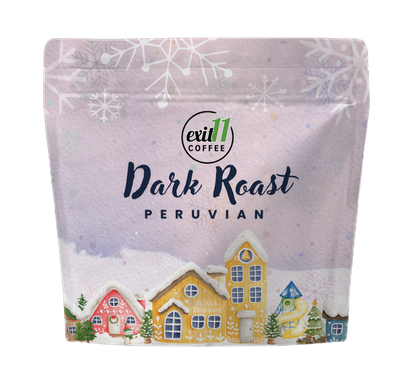 Limited Edition Holiday Exit 11 Peruvian Coffee Dark Roast 2 oz Sample Bag